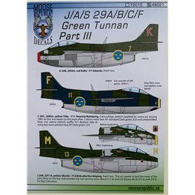 Pilot Replicas 48D021 Dekalark SAAB j 29 A/B/C/F Decals "Tunnan Part III" 1/48 scale