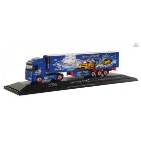 Herpa 120883 MB Actros L 02 refrigerated box semitrailer "50th anniversary of Revell"