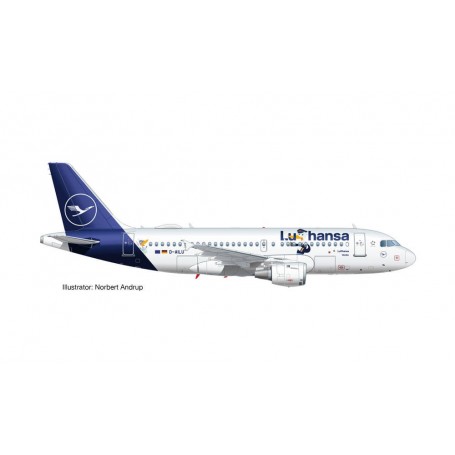 Herpa Wings 570985 Flygplan Lufthansa Airbus A319 Lu D-AILU Verden