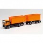 Herpa 311380 MAN TGS NN roll-off containert ruck with trailer, communal orange