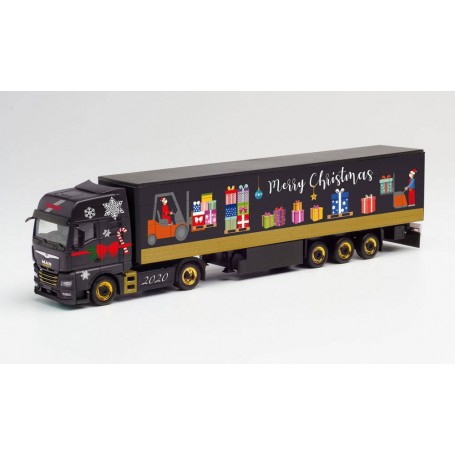 Herpa 312356 MAN TGX GX curtain semitrailer with tail lifts Herpa Weihnachtsmodell 2020