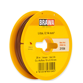 Brawa 3154 Kabel, 25 meter, brun, 0.14 mm²