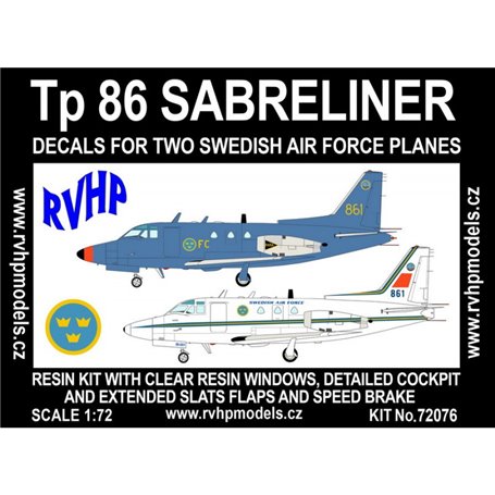 RVHP Models 72076 Flygplan Tp 86 Sabreliner, med svenska dekaler
