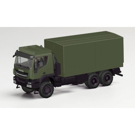 Herpa 746762 Iveco Trakker 6x6 flatbed truck with canvas cover "Bundeswehr"