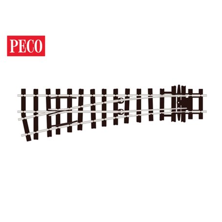 Peco SL-E596 Växel, vänster, medium, radie 610 mm, vinkel 12°, längd 185 mm