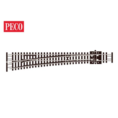 Peco SL-E389F Växel, vänster, lång, radie 914 mm, vinkel 10°, längd 164 mm