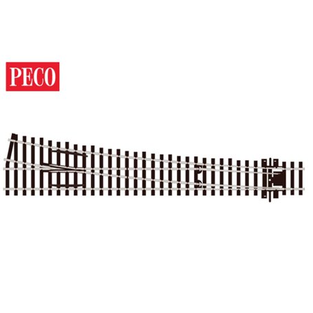 Peco SL-E188 Växel, höger, lång, slank, radie 1524 mm, vinkel 12°, längd 258 mm.