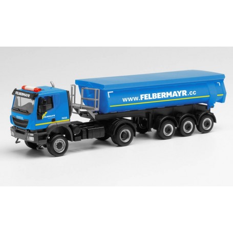 Herpa 312875 Iveco Trakker round trough semitrailer truck "Felbermayr" (Österreich/Wels)