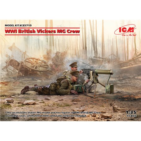 ICM 35713 WWI British Vickers MG Crew Vickers MG & 2 figures