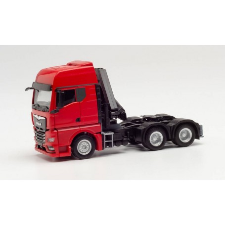 Herpa 313117 MAN TGX GX 6x4 tractor with crane and extendable supports, red