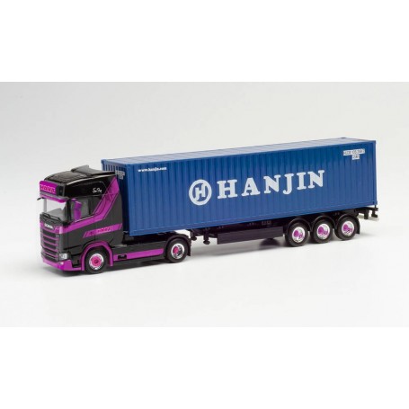 Herpa 313155 Scania CS 20 HD 40 ft. HC containert truck trailer Hart/Hanjin (Niederlande/Burgh-Haamstede)