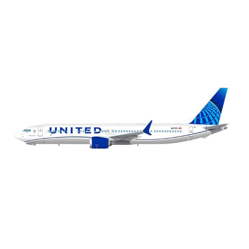 New Herpa 613149 1/200 UNITED Airlines Boeing 737 MAX 9 scale Snap Fit model 