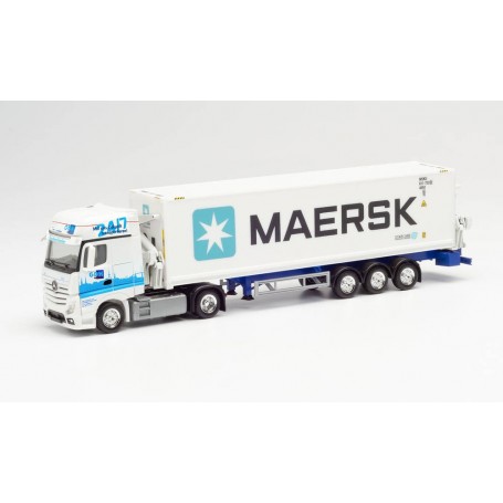 Herpa 313384 Mercedes-Benz Actros Gigaspace Hammar container sideloader trailer GDH / Maersk (Hamburg)