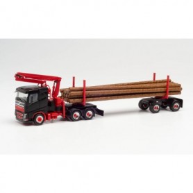 Herpa 313575 Volvo FH FD Doll long timber truck, black/red