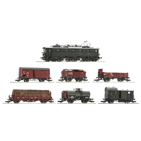 Roco 61492 7 piece set: Electric locomotive E 52 22 with goods train, DRG