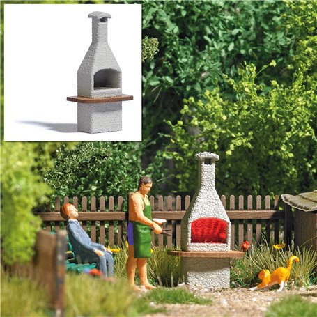 Busch 5403 Chimney stone BBQ with glowing fire