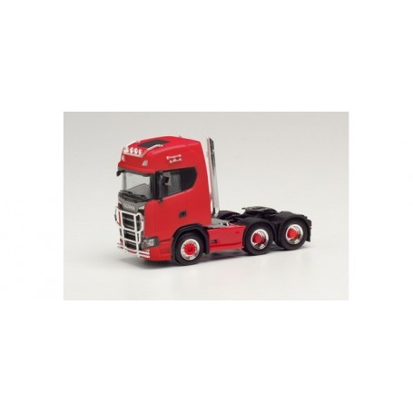 Herpa 314053 Scania CS 20 high roof 6x2 tractor with pipes, lamp bracket, fanfare, and impact protection, red