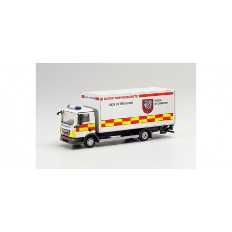 Herpa 096560 MAN TGL box truck with tail lift Disaster control Stormarn district