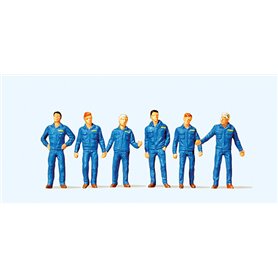 Preiser 10373 Mekaniker i blåa kläder, 6 st