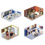 Faller 180545 Inrednings-set, 4 st olika, kontor, bostad, sovrum och kök