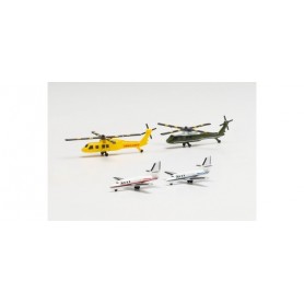 Herpa Wings 535939 Helicopter and Bizjet set (2+2)