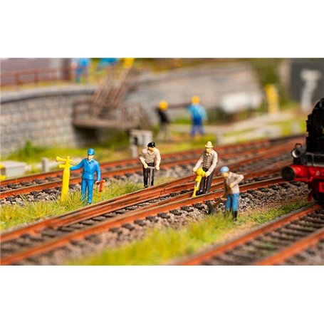Faller 180238 Railway construction workers & signal horn Figurine set with mini sound effect
