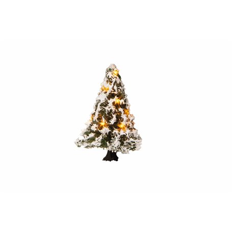 Noch 22110 Snötäckt julgran med belysning, 10 LED, 5 cm hög