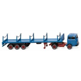 Wiking 55406 Stanchion trailer truck (MB) - azurblått