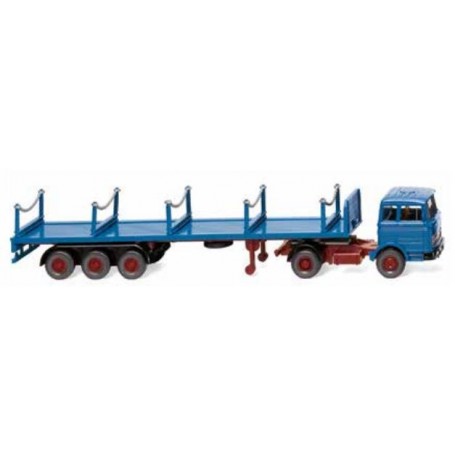 Wiking 55406 Stanchion trailer truck (MB) - azurblått