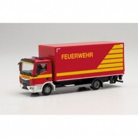 Herpa 096829 MAN TGL CC box truck with tail lift "Feuerwehr Einsatzleitung"