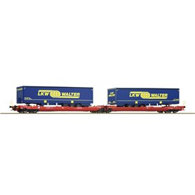 Roco 77385 Articulated double pocket wagon type Sdggmrs 738/T3000e DB med last "LKW Walter" lastbilstrailers
