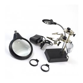 Artesania 27022-3 Third Hand with 3 Magnifying Glasses and 5 LED Lights