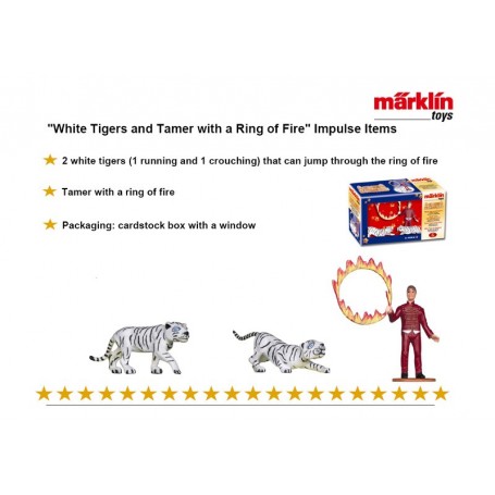Märklin 00790-02 Figurer "White Tigers and Tamer with a Ring of Fire" för utbyggnad av Cirkus Mondolino