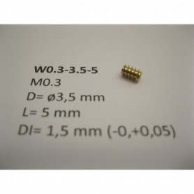 Micromotor W0.3-3.5-5 Wormgear, brass, M0.3, D3.5, L5, DI1.5 mm, 1 st