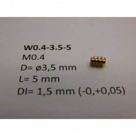 Micromotor W0.4-3.5-5 Wormgear, brass, M0.4, D3.5, L5, DI1.5 mm, 1 st