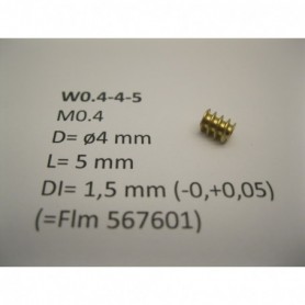 Micromotor W0.4-4-5 Wormgear, brass, M0.4, D4, L5, DI1.5 mm, 1 st