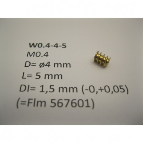 Micromotor W0.4-4-5 Snäckdrev, mässing, M0.4, D4, L5, DI1.5 mm, 1 st
