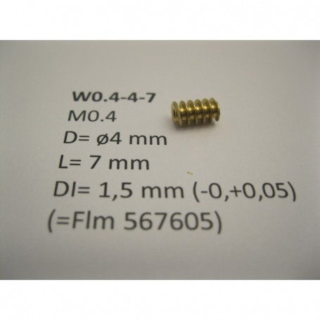 Micromotor W0.4-4-7 Wormgear, brass, M0.4, D4, L7, DI1.5 mm, 1 st