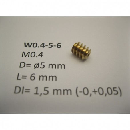 Micromotor W0.4-5-6 Wormgear, brass, M0.4, D5, L6, DI1.5 mm, 1 st