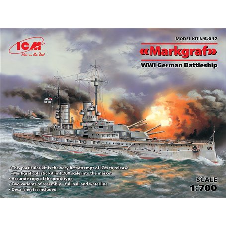 ICM S017 Skepp "Markgraf" WWI German Battleship (full hull & waterline)