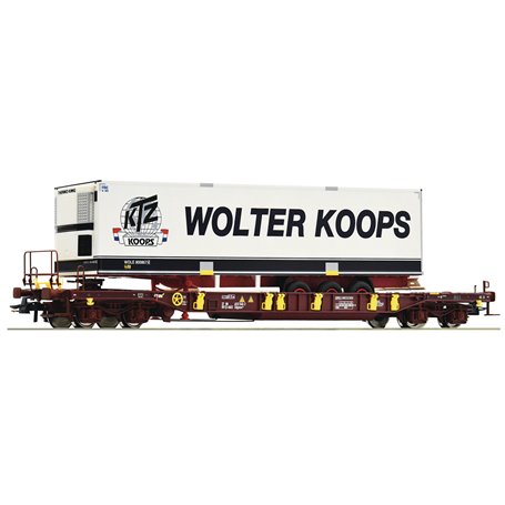Roco 76224 Flakvagn med last av trailer Sdgmns 33 "Wolter Koops"