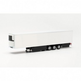 Herpa 077040 15 meter refrigerated box trailer with pallet box and side cover, white