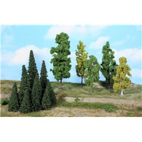 Heki 1962 Lövträd och granar, 40 st, 5-18 cm höga